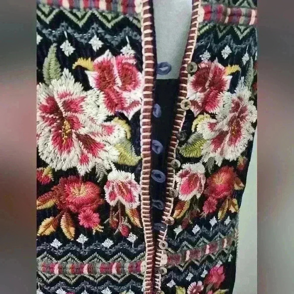 Johnny Was Matilda Button Down Dress | Royal Purple Mid-Length Duster Gown - Picture 10 of 12